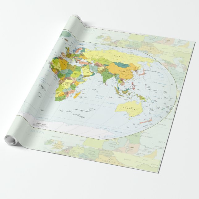 Papel De Regalo Atlas del País del Mapa Mundial (Desenrollado)