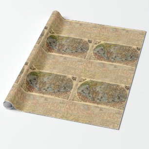 Papel De Regalo Atlas Histórico de Antigüedades del Mapa Mundial