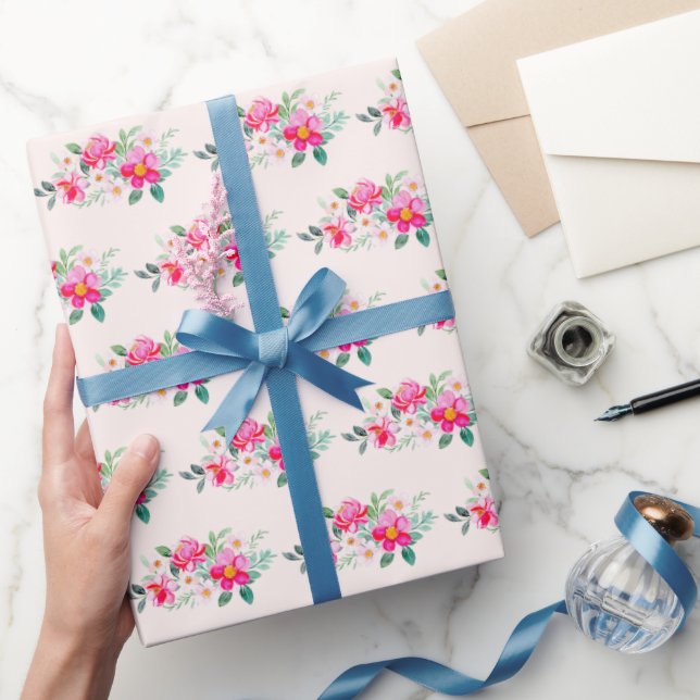 Papel De Regalo Atractivo Bouquet de flores rosadas de Bonito (Regalar)