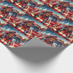 Papel De Regalo Atractivo Navidad afroamericano de bomberos