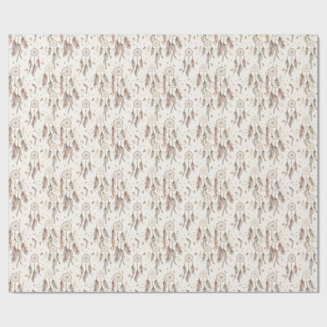 Papel de regalo atrapasueños boho Pluma etérea (Superficie plana)