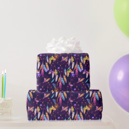 Papel De Regalo Atrapasueños Colorido con Fondo Morado