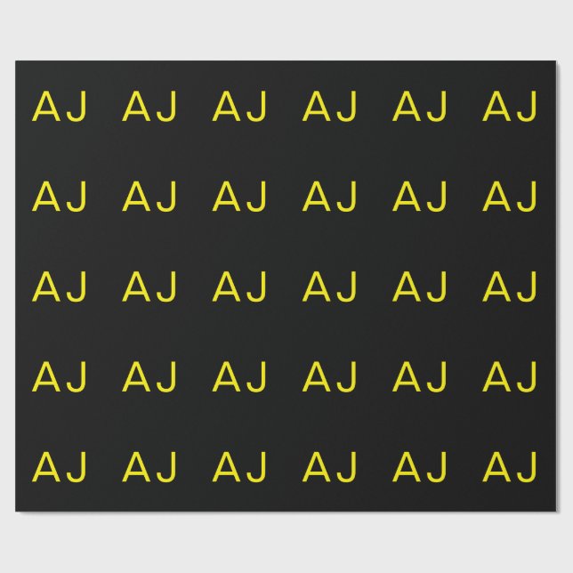 Papel De Regalo Attractive Monogram Yellow Black Modern Minimalist (Superficie plana)