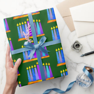 Papel De Regalo Audaces y absurdas velas de Hanukkah Menorah en ve