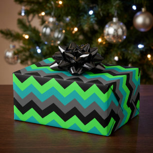 Papel de regalo audaz moderno con chevrones negros