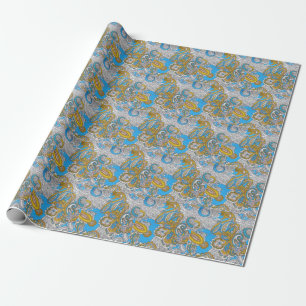 Papel De Regalo Audaz Ornamento Psicodélico Islámico Grungy