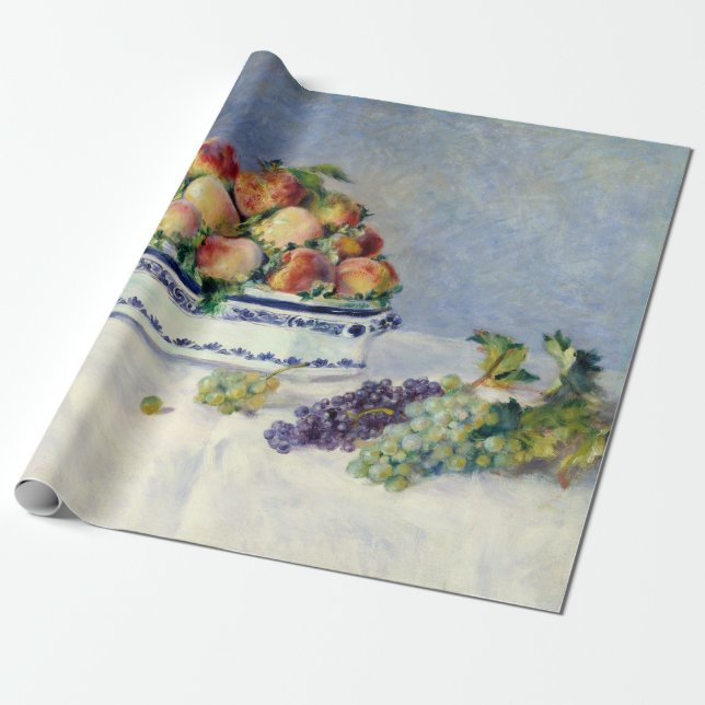 Papel De Regalo Auguste Renoir con vida con melocotones y uvas (Desenrollado)