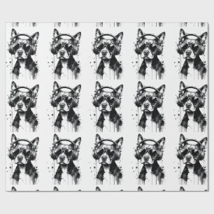 Papel De Regalo Auriculares Guay Dog Mascotas cortos Tinta blanca 