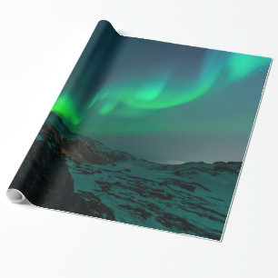 Papel De Regalo Aurora boreal verde