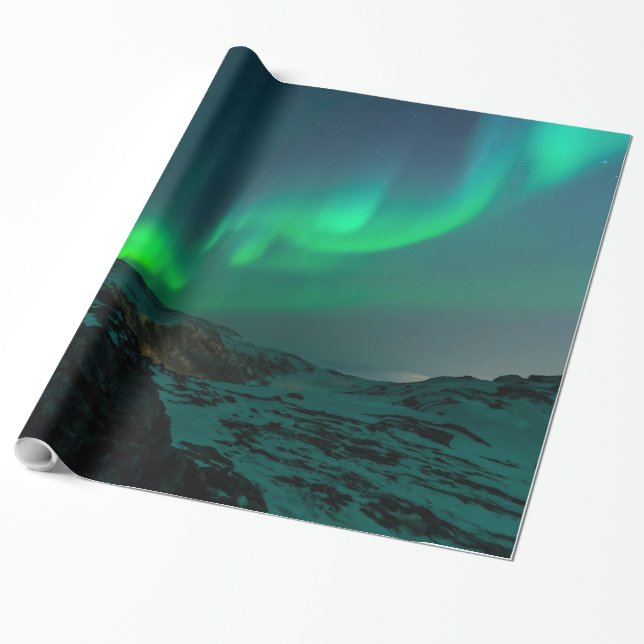 Papel De Regalo Aurora boreal verde (Desenrollado)