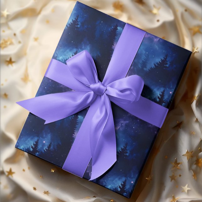 Papel De Regalo Aurora Borealis Forest Space (Subido por el creador)