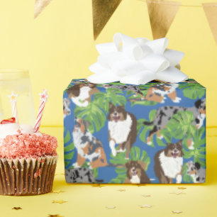 Papel De Regalo Aussies Pastores Australianos Perros Tropicales