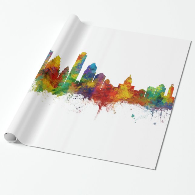 Papel De Regalo Austin Texas Skyline (Desenrollado)