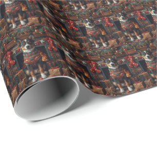 Papel De Regalo Australian Kelpie con regalos de Navidad Chimenea