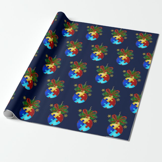 Papel De Regalo Autismo Navidades bauble (Desenrollado)
