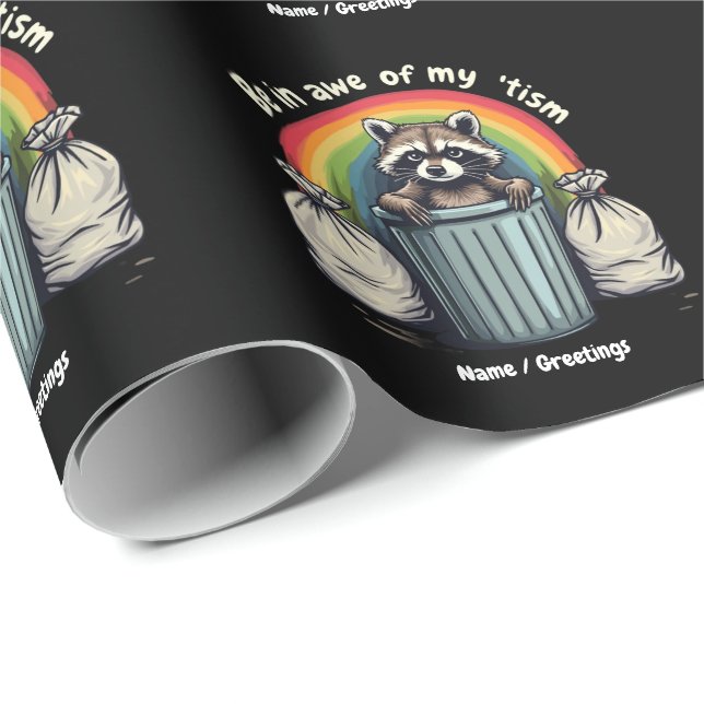 Papel De Regalo Autismo Raccoon Gracioso Estar Aterrado De Mi Meme (Esquina del rollo)