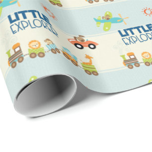 Papel De Regalo Auto de tren de juguetes para animales y avión a r
