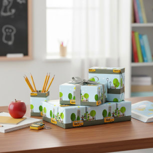 Papel De Regalo Autobús escolar en la ciudad