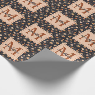 Papel De Regalo Autumk Dark Moody Terracotta Floral Monograma Nomb