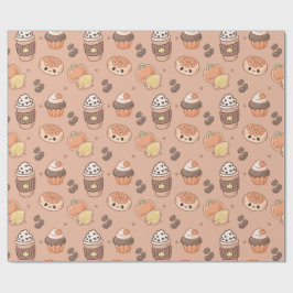 Papel De Regalo Autumn Baked Goods & Coffee Kawaii Pattern