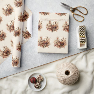 Papel De Regalo Autumn Deer Antler Bouquet