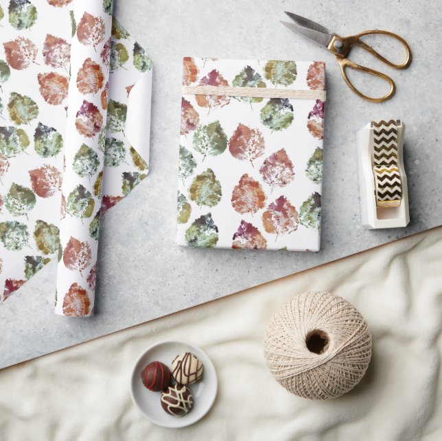 Papel De Regalo Autumn Leaves Watercolor Art (Artesanía)