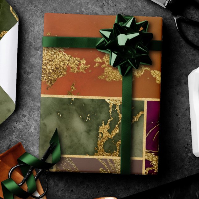 Papel De Regalo Autumn Luxury | Mármol geométrico de tono de joyas (Subido por el creador)