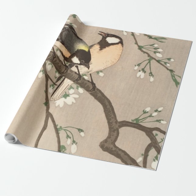 Papel De Regalo Ave del pájaro Koson de Asia (Desenrollado)