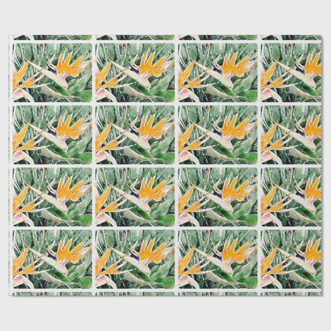 Papel De Regalo Ave del paraíso hawaiana tropical (Superficie plana)