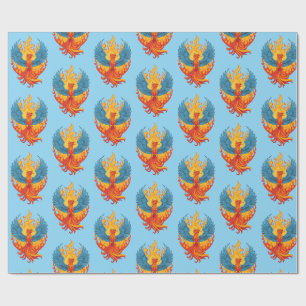 Papel De Regalo Ave Fénix de fantasía mitológica brillante