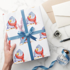 Papel De Regalo Ave invernal con bufanda