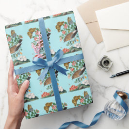 Papel De Regalo Ave vintage y mariposa