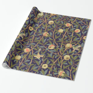 Papel De Regalo Ave William Morris Y Floral Vintage Pomegranada