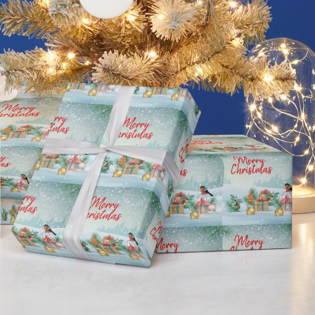 Papel De Regalo Ave y Regalos de Feliz Navidad (Vacaciones)