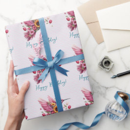 Papel De Regalo Ave zumbido volando Feliz cumpleaños
