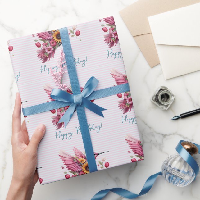 Papel De Regalo Ave zumbido volando Feliz cumpleaños (Regalar)