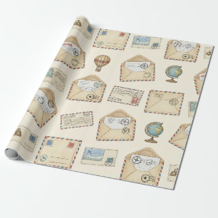 Papel De Regalo Aventura de correo aéreo vintage (4)