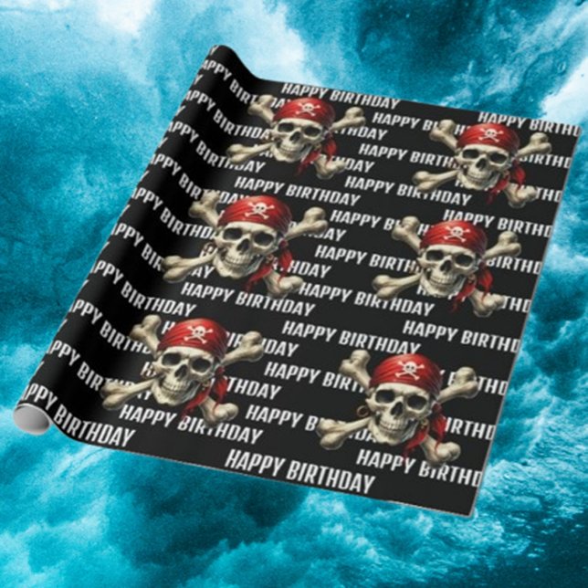 Papel De Regalo Aventura de cumpleaños pirata (Make every birthday unforgettable with our Pirate Birthday Adventure Wrapping Paper.)