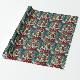 Papel De Regalo Aventura de la bolsa de Santa de Shetland Sheepdog