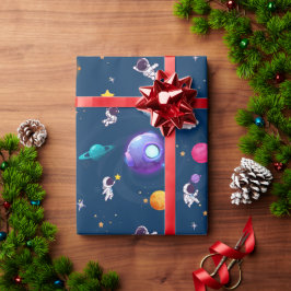Papel De Regalo Aventura espacial: Astronautas Azules Fiesta de cu