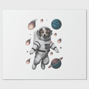 Papel De Regalo Aventura Espacial Con Un Astronauta Perro