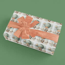 Papel De Regalo Aventura Esperando Globo Aerostático Zorro Baby Sh