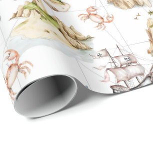 Papel De Regalo aventura marítima Mapa del tesoro brújula