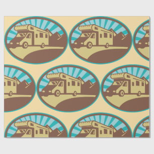 Papel De Regalo Aventura Retro RV Campervan Montaña Sol Vintage