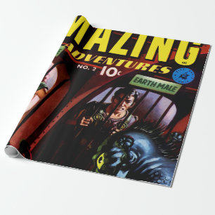 Papel De Regalo Aventuras Increíbles #2 Retro Cómic de Ciencia Fic