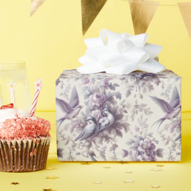 Papel De Regalo Aves afeitadas de tela francesa (Fiesta de cumpleaños )
