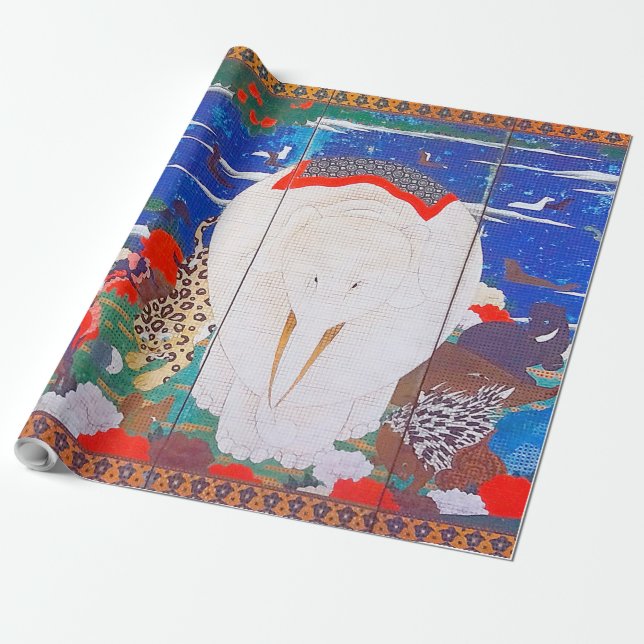 Papel De Regalo Aves, animales y plantas florecientes (derecha)Jak (Desenrollado)