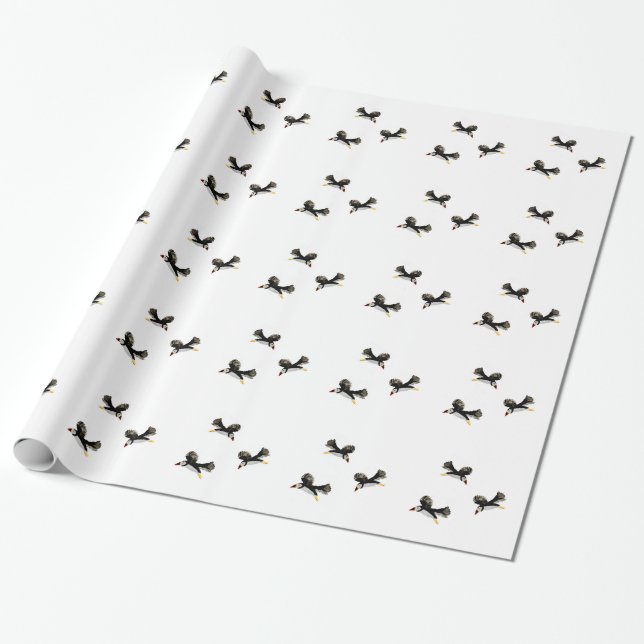 Papel De Regalo Aves Art Flying Puffins (Desenrollado)