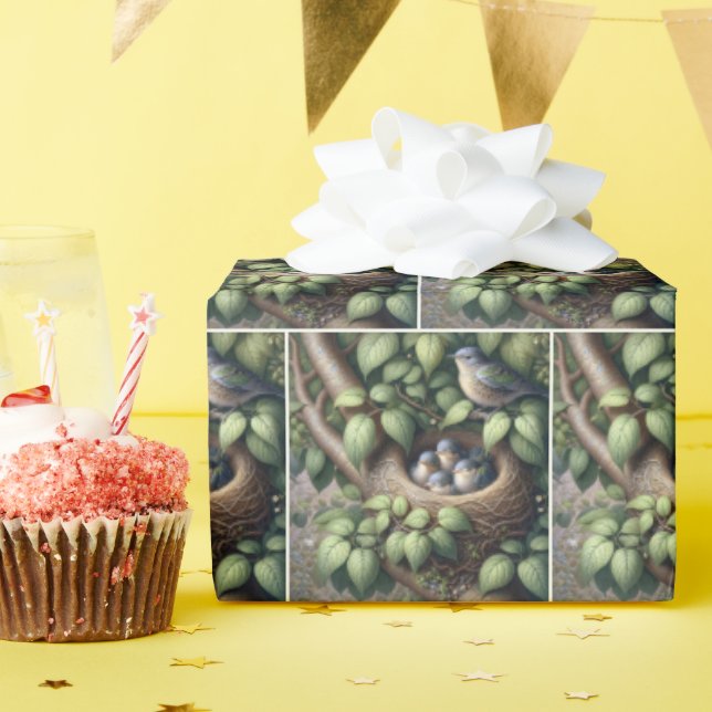 Papel De Regalo Aves Azucaradas En Nido (Fiesta de cumpleaños )