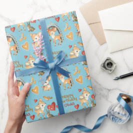 Papel De Regalo Aves de Cervantes de Woodland Corazones Cumpleaños